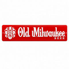 Old Milwaukee Beer Sign Embossed Metal Street Sign 24″ x 5″ Bar Wall Decor