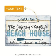 Beach House Metal Sign Aluminum Sign 8×12 Size Customizable Funny Retro