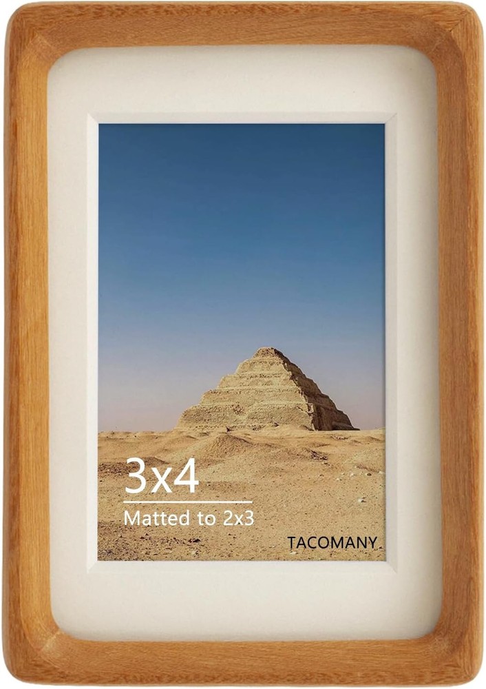 Natural Wood Photo Frames Inspired Tabletop Picture Frame with Mat, TEAK