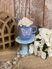Sparkle Butterfly Mini Mug & Removable Mug Topper • Tiered Tray • Coffee Bar