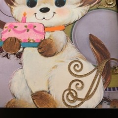 Vintage Retro Puppy Dog Birthday Cake Party Picture Handmade Collage Wall Art