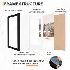 18X24 Picture Frame Set of 6, Display Pictures 16X20 with Mat or 18X24 without M