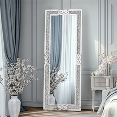 Full Length Mirror Dressing Standing Hanging Rectangle Floor Mirror Crystal 63″