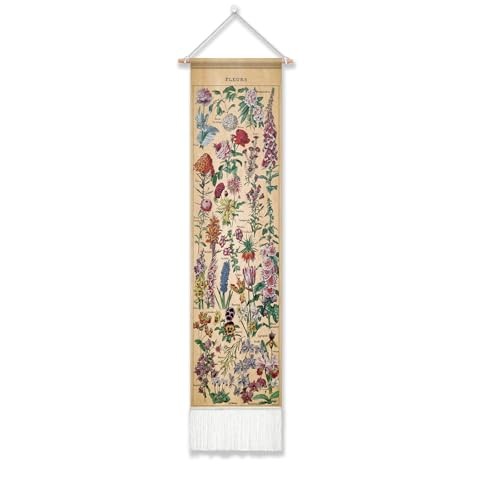 Vintage Flower Tapestry 51×13 Inch,Long Vertical Wall 51″L x 13″W Fleur 1
