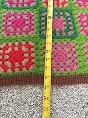 Vtg 70s Handmade Crochet Granny Square Afghan Blanket Retro Cottagecore Boho
