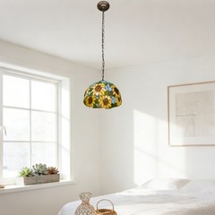 11.8 Inch Blue Sunflower Pattern Home Decoration Lamp, Tiffany Glass Pendant,New