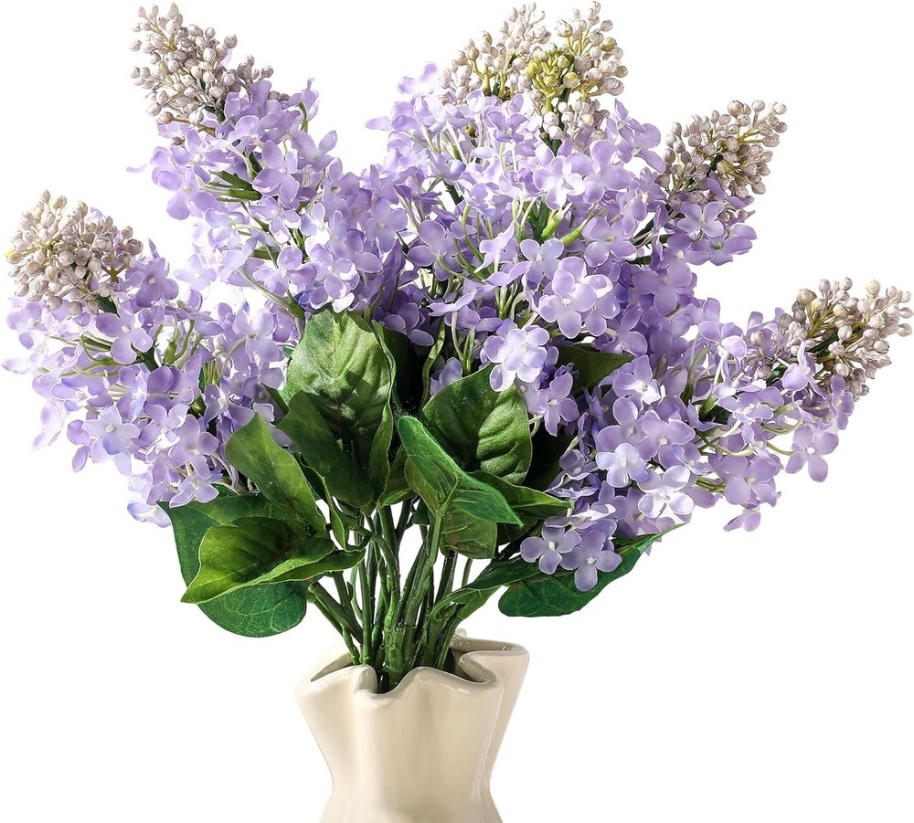 10 Pcs 24″ Artificial Lilac Flowers Purple Fake Delphinium Antirrhinum Stem Real