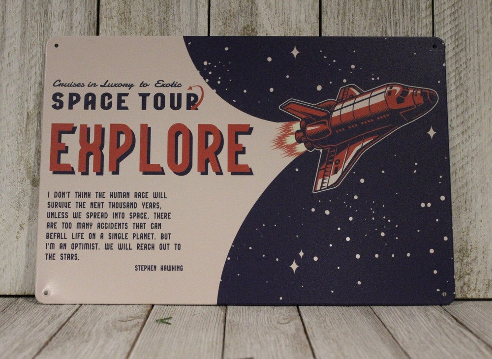 Outer Space Travel & Exploration Tin Metal Sign Vintage Retro Look Colonize Mars