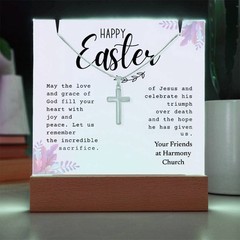 Easter Religious Gift Bundle, Cross Necklace Gift, Easter Sign Decor, Christian