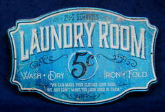 LAUNDRY ROOM -*US MADE*- Die-Cut Embossed Metal Sign – Utility Room Wall Décor