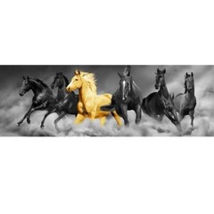 Six Running Black and Gold Horse Animals Canvas Painting Canvas Wall Art Picture