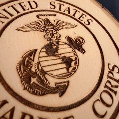 Marine Corps Emblem Wooden Wall Hanging Wood Burned Image
