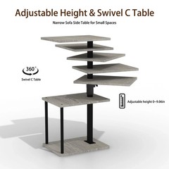 Swivel Side Table for Couch Arm Height Adjustable C for Recliner or Bed Tv Trays