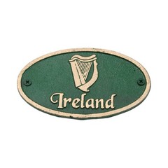 Gaelic Harp Ireland Wall Plaque Green Cast Iron Irish Sign