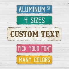 Custom Aluminum Vintage Street Sign 21×4 Inch Rustic Decor – Top Corner Holes