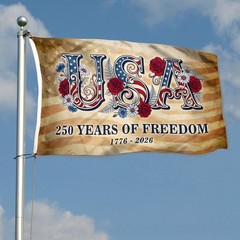 USA American 250 Years of Freedom Patriotic Flag Banner 3x5Feet Garden Decor