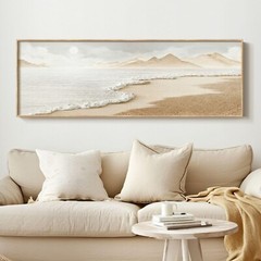 Framed Boho Abstract Beach Wall Art for Bedroom – Long Narrow Horizontal Canv…
