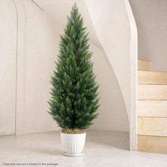 Artificial Topiary Cedar Trees 5FT Tall 2 Set, Outdoor Indoor Faux Pine Shrubs