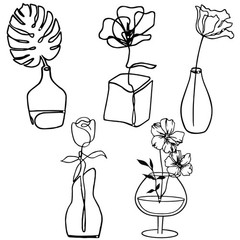 5 Pieces Metal Wall Arts, Black Flowers Vase Wall Decors, Rustic Farmhouse Wa…