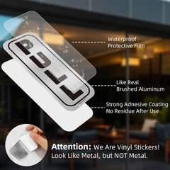 Push Pull Door Stickers 4 Pack (2 Sets), Premium Vinyl Brushed Silver Finish 2X5