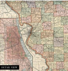 Historic Prints Brand Map of Illinois Wall Art Old Illinois State Map NEW