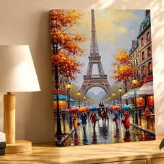 Wall Art Eiffel Tower Paris Street Rainy Day Canvas Print Cityscape Home Decor