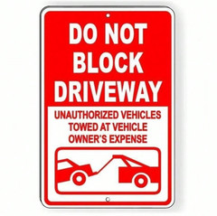 «Do Not Block Driveway» Metal Sign, No Parking Towing Warning Plaque Street