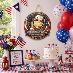 Personalized American Freedom Anniversary Wall Sign with Rope