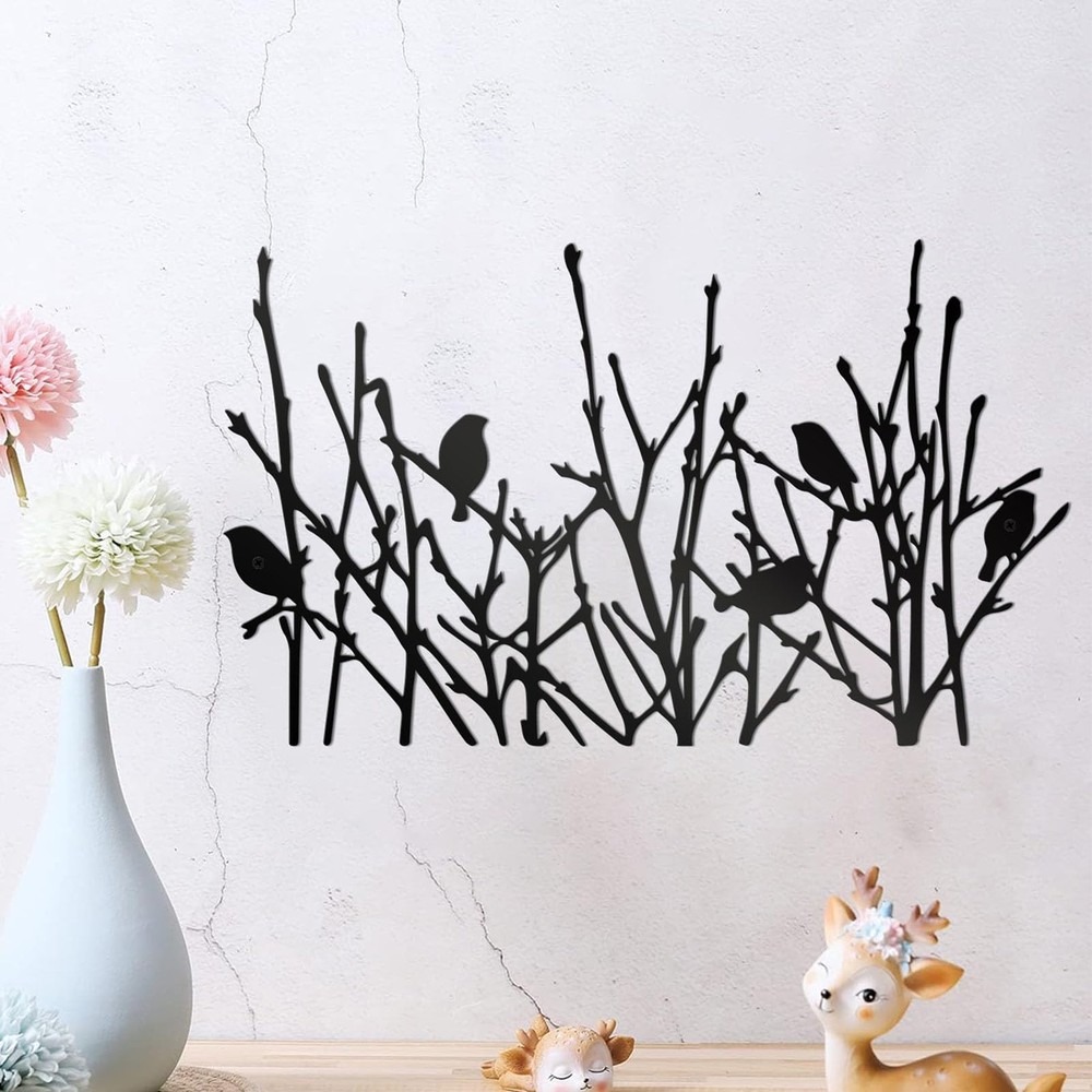 cape leadwort Metal Birds on Branches Wall Art Decor Sculptures, Metal Tree w…
