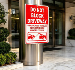 «Do Not Block Driveway» Metal Sign, No Parking Towing Warning Plaque Street
