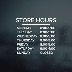 Custom Business Store Hours Sign Vinyl Decal Sticker 10 x 8.8 Window Door Glass