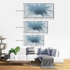 Blue & White Splash Abstract Wall Art, Framed Canvas Print 24×48 and 20×40