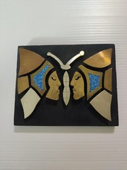 South Western Warrior / Butterfly Plaque Brass Art Wall See Pictures