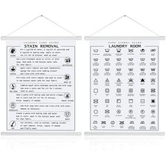 Gersoniel 2 Pieces Laundry Room Decor Laundry Symbols Wall Art Laundry White