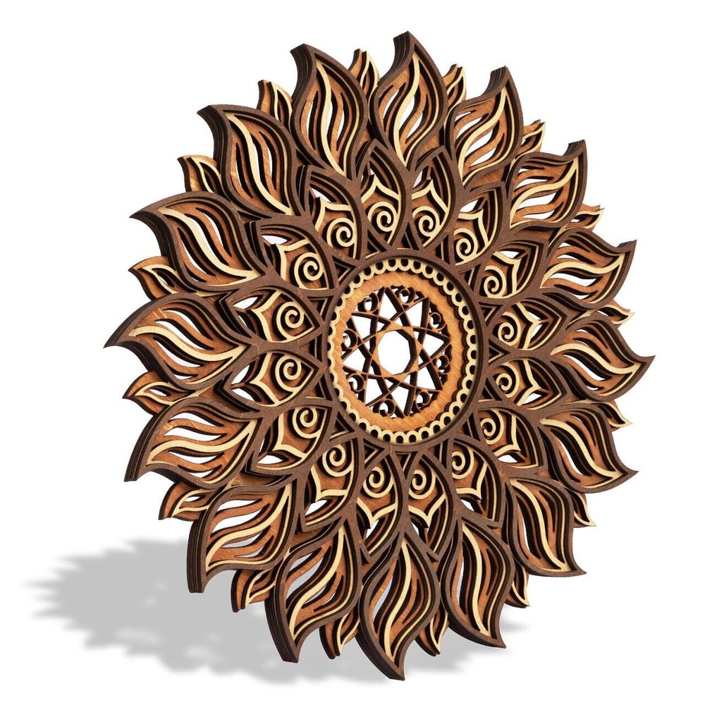 11.8 Inch Sun Wall Decor, Wooden Mandala Wall Art, Hollowed-out Sun Hanging S…