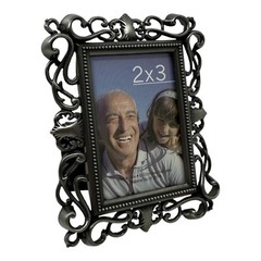 Green Tree Gallery Pewter Style Ornate Scroll Frame 2×3 Photo Vintage 2008