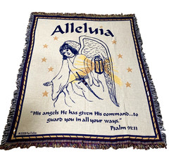 Cross Canvas Tapestry Alleluia Throw Blanket Angel Psalm 2009 PanTullio 48 X 62