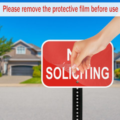 2 Pack No Soliciting Sign, Heavy Duty Aluminum, 12 X 8 Inches, Red and White, fo