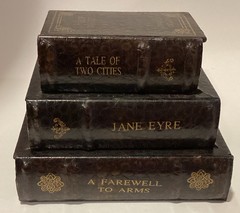 Vintage Charles Dickens 3 In One Decorative Wood Faux Books Box With Drawers