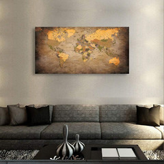 – 1 Piece Vintage World Map Canvas Wall Art- Ready to Hang – Home Office Decor P