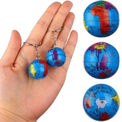 1″ Globe Keychains Earth Globe Key Chains Mini Backpack Hook for Travelers