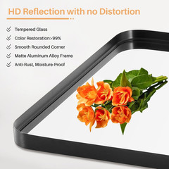 Bathroom Mirror for Wall, 30X22 Inch Rectangle Mirror, Matte Black Metal Framed