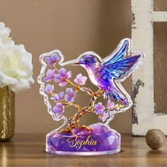 Personalized Hummingbird Acrylic Block Elegant Desk Decor Mother’s Day Gift