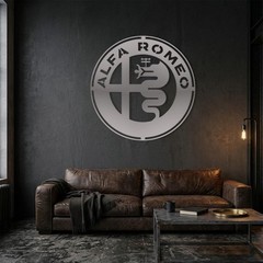 Alfa Romeo Metal Wall Art, Car Logo Decor, Automotive Wall Decor