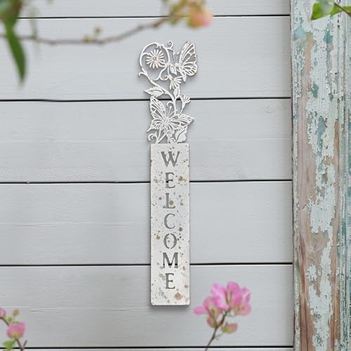 Metal Welcome Sign for Front Door Vertical Wall Mounted Front Door Sign