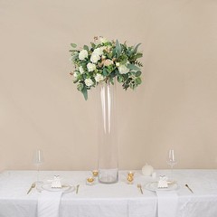 CLEAR 2 Round 32″ Cylinder Glass Flower VASES Centerpieces Party Decorations