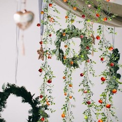 Artificial Fruit Vines 6Ft Hanging Spring Summer Apples Garland Fake Red Apple