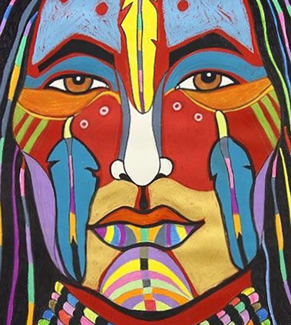 Native American Face Paint Ceremony Heritage Tribal Art Bumper Sticker (2 Inch)