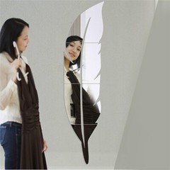 73*18cm DIY Wall Mirror Sticker Feather Pattern Acrylic Mirror Effect Decoration