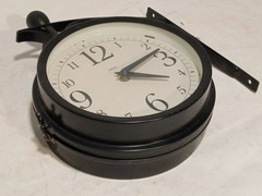 Springfield wall clock & thermometer set black metal with bracket as shown